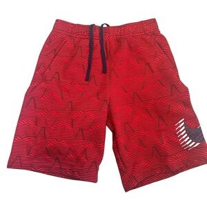 Red Pattern Nike  Sweat Shorts‎ Mens SmallBig Swoosh Logo Waist Athletic Casual